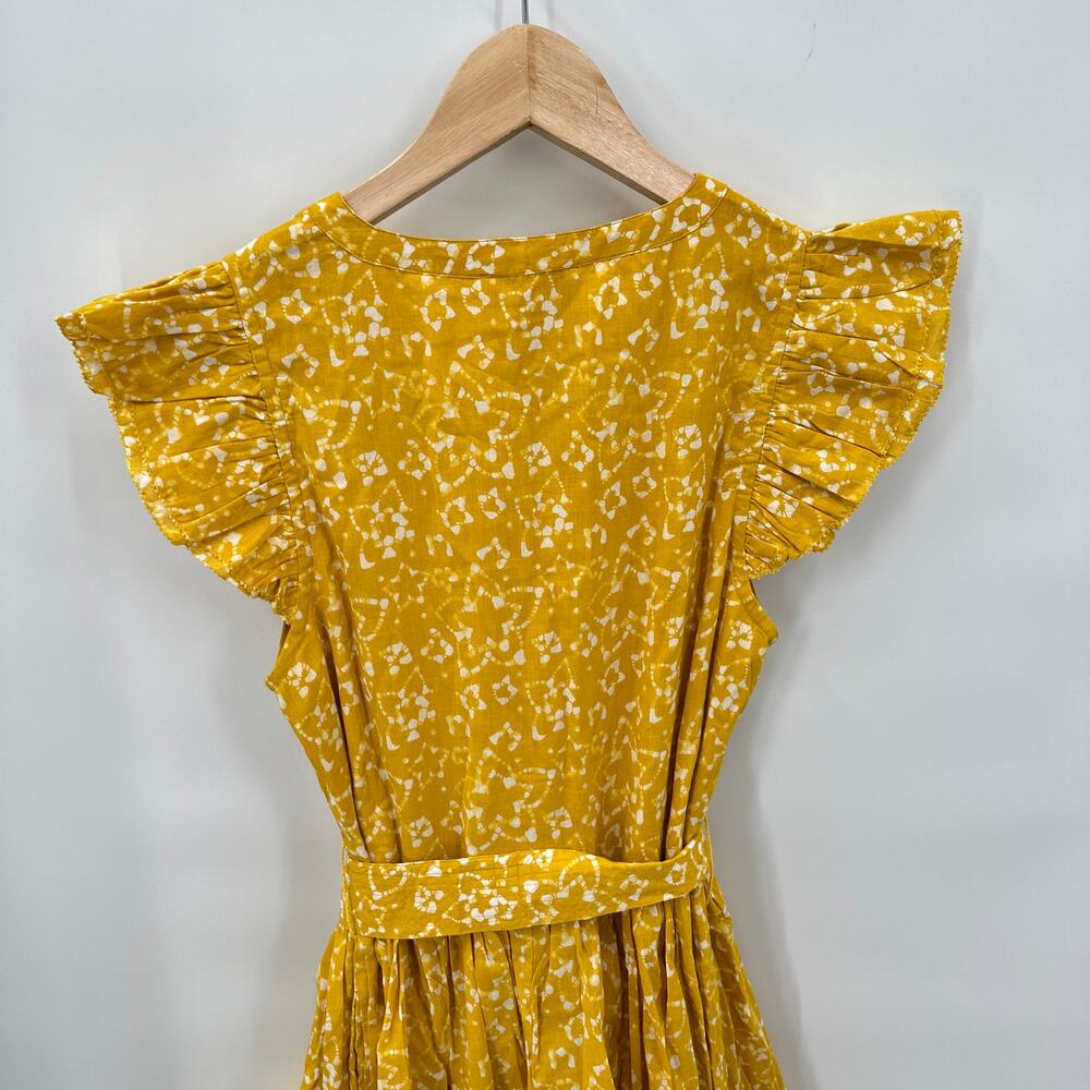 CLEOBELLA NWT Zia Organic CottonRuffle Tie Waist Mini Dress in Mustard // S - Picture 15 of 16